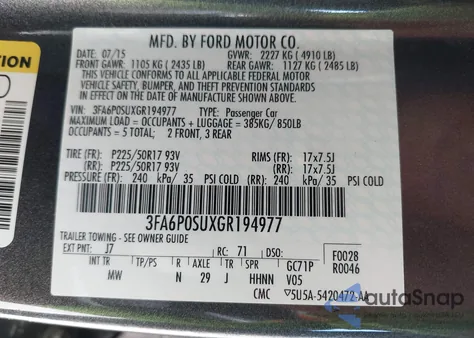 2016 Ford Fusion Energi Titanium из США, поврежденный, VIN 3FA6P0SUXGR194977